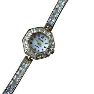 Vintage Xanadu Rhinestone Wristwatch: Goldtone, 80s Style, Cocktail, Formal